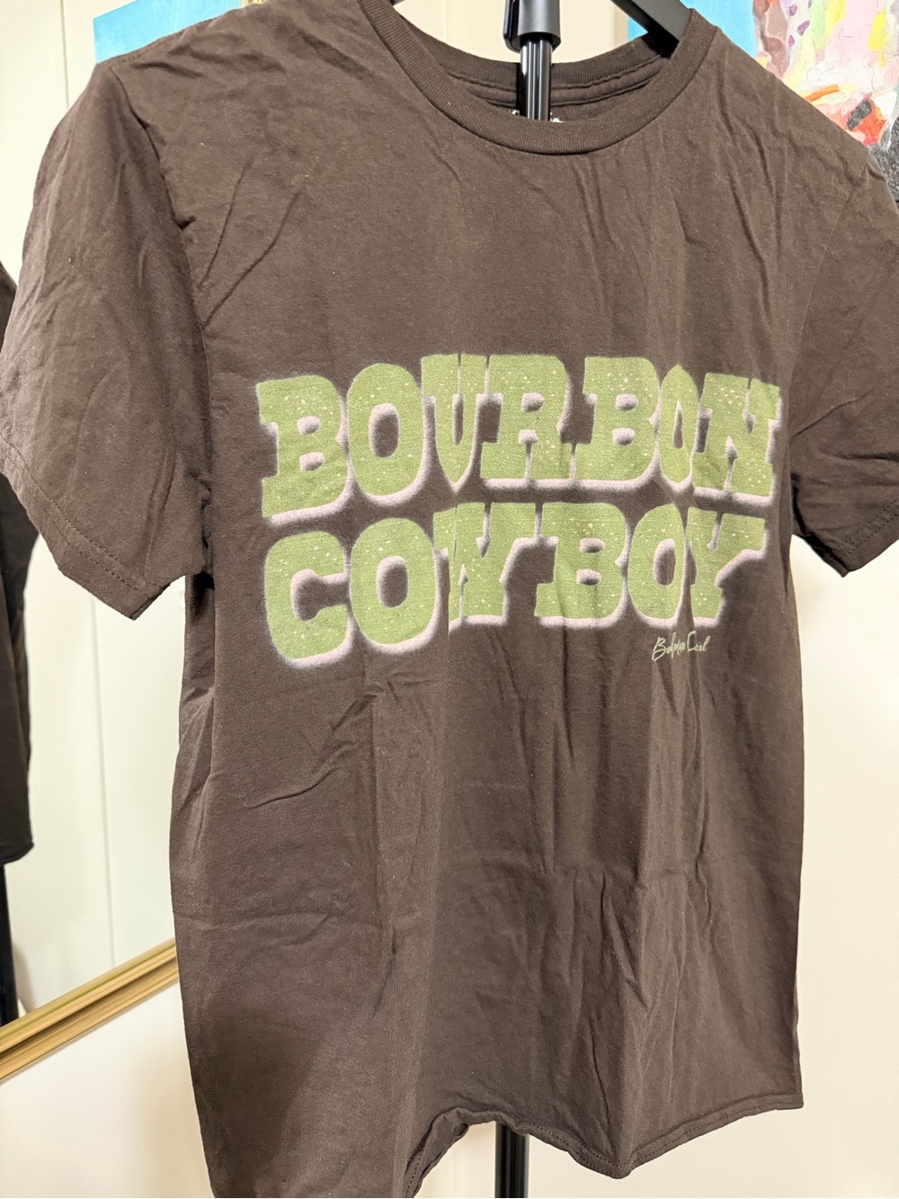 Bourbon Cowboy Graphic Tee Women’s Small Brown Western Shirt